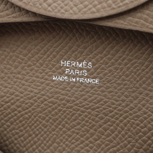 エルメス HERMES バスティア エトゥープ ヴォーエプソン コインケース シルバー金具 新品 未使用 グレージュ