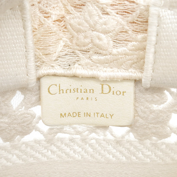 クリスチャン・ディオール Christian Dior D-Lace ブックトート ミニ ホワイト×ゴールド キャンバス 2WAYバッグ ゴールド金具 白 レース