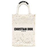 クリスチャン・ディオール Christian Dior D-Lace ブックトート ミニ ホワイト×ゴールド キャンバス 2WAYバッグ ゴールド金具 白 レース