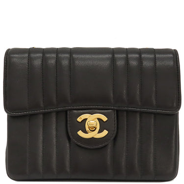 シャネル CHANEL マドモアゼル ミニ ブラック ラムスキン ショルダーバッグ ゴールド金具 チェーンショルダー ココマーク ヴィンテージ 黒