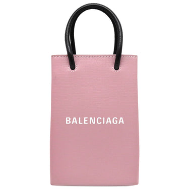 バレンシアガ BALENCIAGA ショッピング フォンホルダー ピンク レザー ショルダーバッグ シルバー金具 ミニバッグ