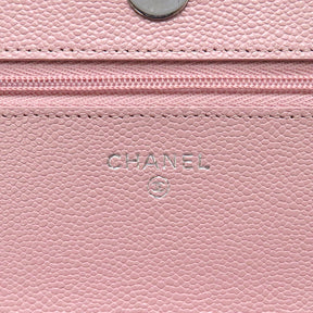 シャネル CHANEL マトラッセ チェーンウォレット AP0250 ピンク キャビアスキン チェーンウォレット シルバー金具