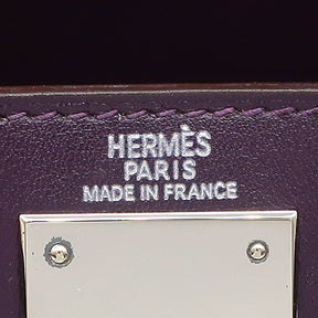 エルメス HERMES ケリー28 外縫い レザン ボックスカーフ 2WAYバッグ シルバー金具 紫 ショルダー