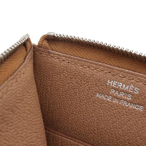 エルメス HERMES パドック ケブラチョ×ナタ シェーブル コインケース シルバー金具 茶 白