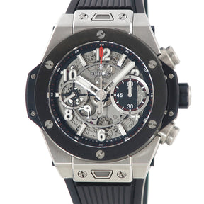 ウブロ HUBLOT ビッグバン ウニコ チタニウム セラミック 441.NM.1170.RX 自動巻き メンズ クロノ ブラックセラミックベゼル