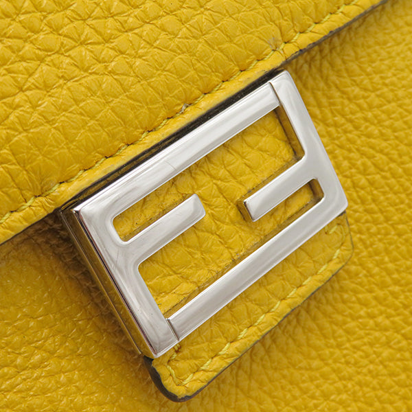 フェンディ FENDI レザー ミニバッグ 7AS034 イエロー レザー ショルダーバッグ ゴールド金具 黄 フォンポーチ