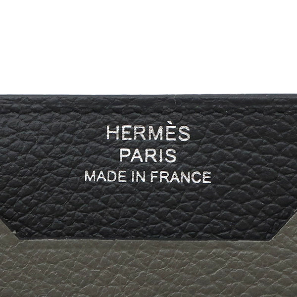 エルメス HERMES シティ 3CC ブラック×グリ―プロン×グリメイヤー エバーカラー カードケース 黒 グレー