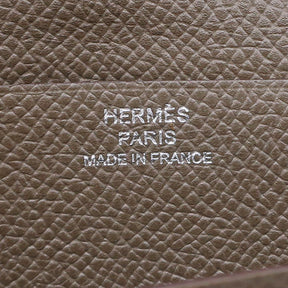 エルメス HERMES ベアンスフレ エトゥープ ヴォーエプソン 長財布 シルバー金具 グレージュ 二つ折り財布