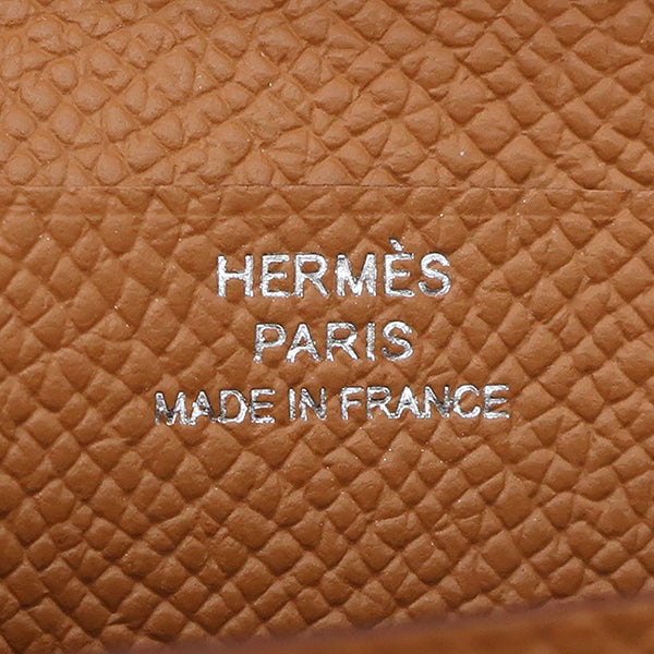 エルメス HERMES ベアンコンパクト ゴールド ヴォーエプソン 二つ折り財布 シルバー金具 茶