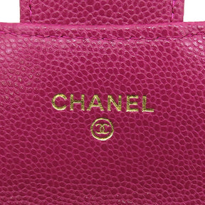 シャネル CHANEL フラップ カードケース ピンク キャビアスキン カードケース ゴールド金具 小銭入れ コインケース