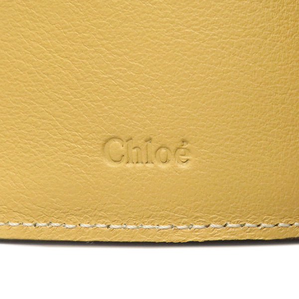 クロエ Chloe トリフォールドウォレット マルチカラー レザー 三つ折り財布 ゴールド金具 カーキ イエロー