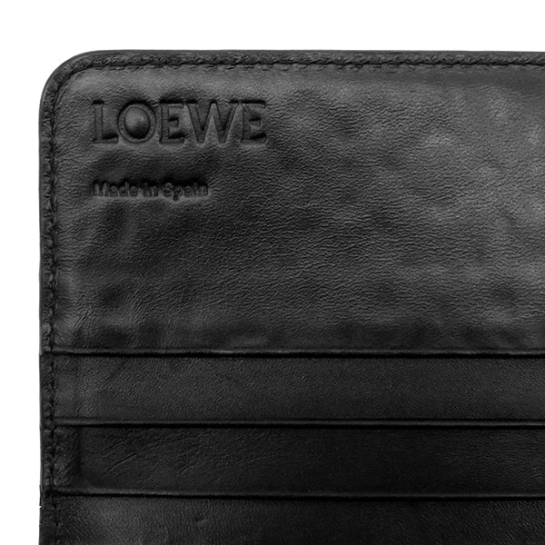 ロエベ LOEWE アナグラム ブラック カーフスキン 長財布 シルバー金具 黒