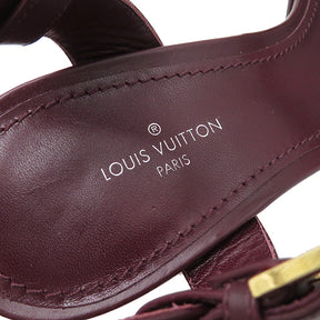 ルイヴィトン LOUIS VUITTON SINCE 1854 プラットフォーム サンダル レッド ジャカードテキスタイル カーフレザー 35 1/2 サンダル ゴールド金具 赤 レッド 花柄