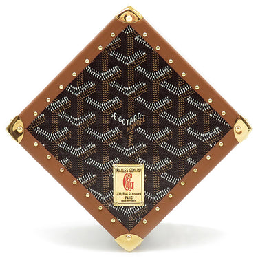 ゴヤール GOYARD デ・トランクバッグ ブラック＆ナチュラル コーティングキャンバス カーフ ハンドバッグ ゴールド金具 ヘリンボーン柄 サイコロ型 立方体