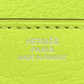 エルメス HERMES ケリーウォレット ロング ライム シェーブル 長財布 シルバー金具 蛍光 黄色