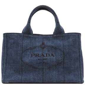 プラダ PRADA カナパ 1BG439 ブルー デニム 2WAYバッグ ゴールド金具 デニム 青