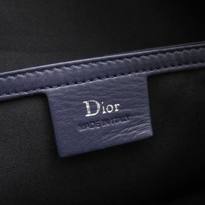 クリスチャン・ディオール Christian Dior バイカラー ボストン ネイビー×ブルー キャンバス レザー ボストンバッグ シルバー金具 紺 旅行カバン ショルダーストラップ/欠品