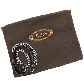 トッズ TODS ダブルT チェーンショルダー レオパード ハラコ レザー ショルダーバッグ シルバー金具 茶 ベージュ