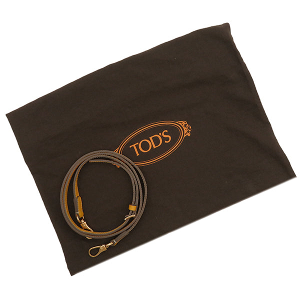 トッズ TODS Dキューブ トート オレンジ×ベージュ レザー 2WAYバッグ ゴールド金具 黄 ハンドバッグ ショルダー バイカラー