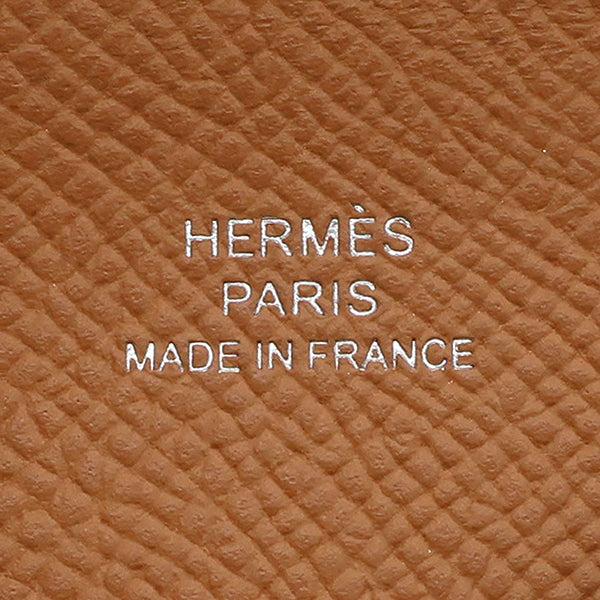 エルメス HERMES カルヴィ ゴールド ヴォーエプソン カードケース シルバー金具 新品 未使用 茶