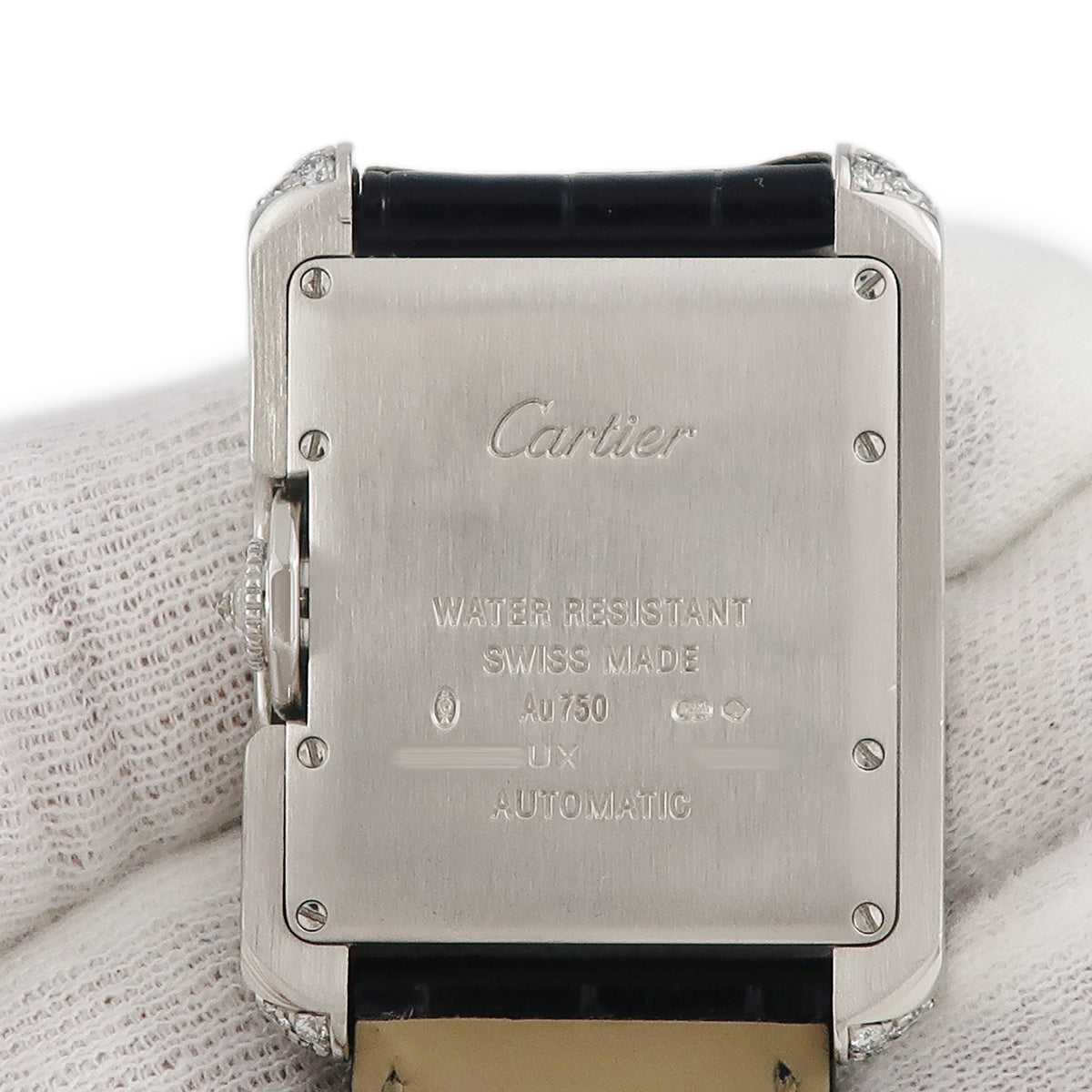 カルティエ Cartier タンク アングレーズ LM WT100018 自動巻き メンズ K18WG無垢 純正ダイヤ スクエア 青針