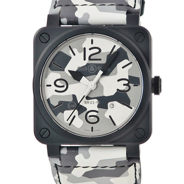 ベル&ロス BELL＆ROSS ホワイト カモ BR03-92-CBL 自動巻き メンズ 新品同様品 グレーカモフラージュ スクエア 限定