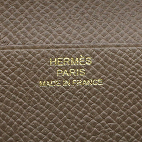 エルメス HERMES ベアンスフレ エトゥープ ヴォーエプソン 長財布 ゴールド金具 グレージュ 二つ折り財布