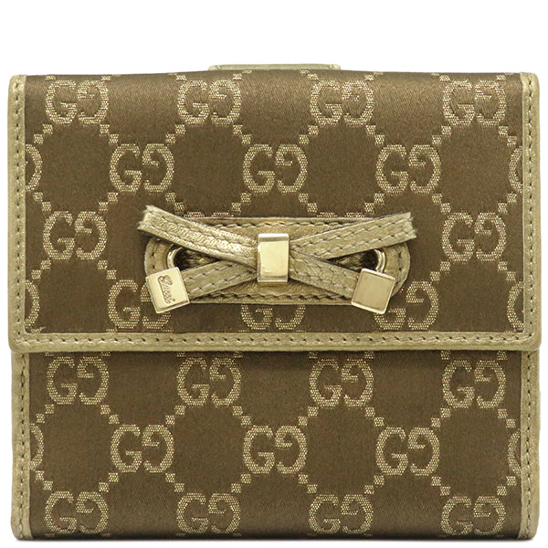 グッチ GUCCI プリンシー Wホック 167465 ブラウンXゴールド GGキャンバス レザー 二つ折り財布 ゴールド金具