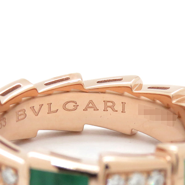 ブルガリ BVLGARI セルペンティ ヴァイパー ダイヤリング ピンクゴールド K18PG ダイヤモンド マラカイト #53(JP13) リング 指輪 12.5号