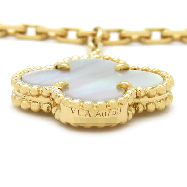 ヴァンクリーフアーペル Van Cleef & Arpels ラッキー アルハンブラ 4モチーフ VCARD79600 イエローゴールドXマルチカラー K18YG マラカイト マザーオブパール タイガーズアイ カーネリアン ブレスレット 750YG 18金