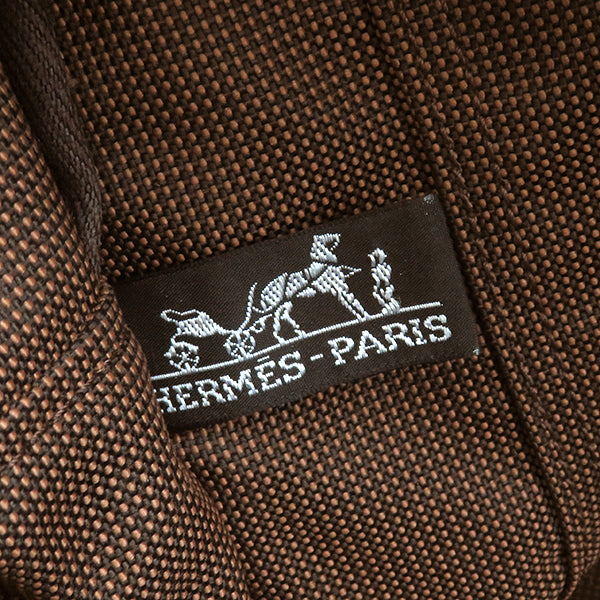 エルメス HERMES エールライントート GM  ブラウン キャンバス トートバッグ シルバー金具 茶