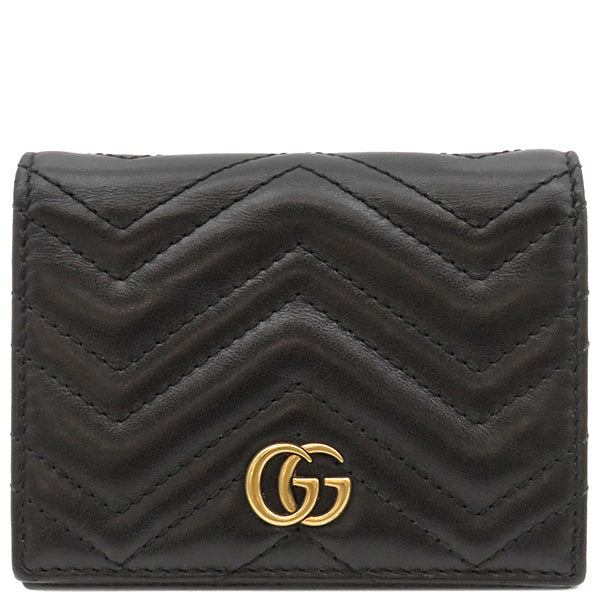 グッチ GUCCI ダブルG 443125 ブラック レザー 二つ折り財布 ヴィンテージ金具 黒 キルティング