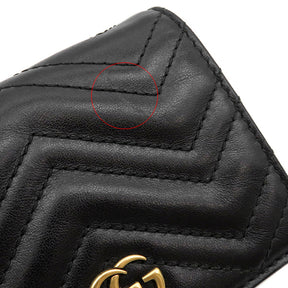 グッチ GUCCI ダブルG 443125 ブラック レザー 二つ折り財布 ヴィンテージ金具 黒 キルティング