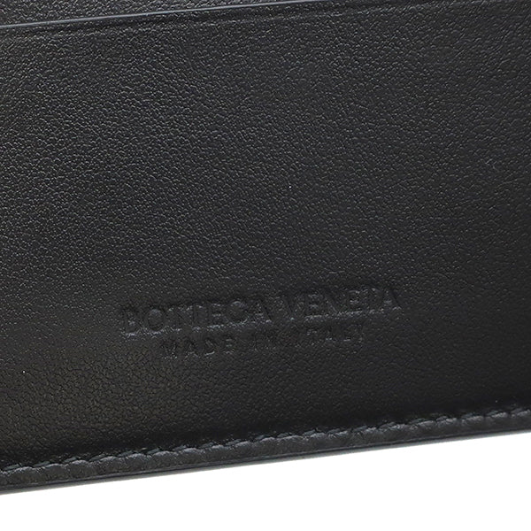 ボッテガヴェネタ BOTTEGA VENETA カセット コインパース付き 二つ折りウォレット 649605V47V18803 ブラック カーフレザー 二つ折り財布 シルバー金具 黒 新品 未使用