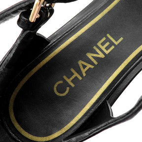 シャネル CHANEL メリージェーン  Ｇ39858 ブラック シャイニーゴートスキン #36C パンプス ゴールド金具 バックストラップ フラットパンプス ココマーク