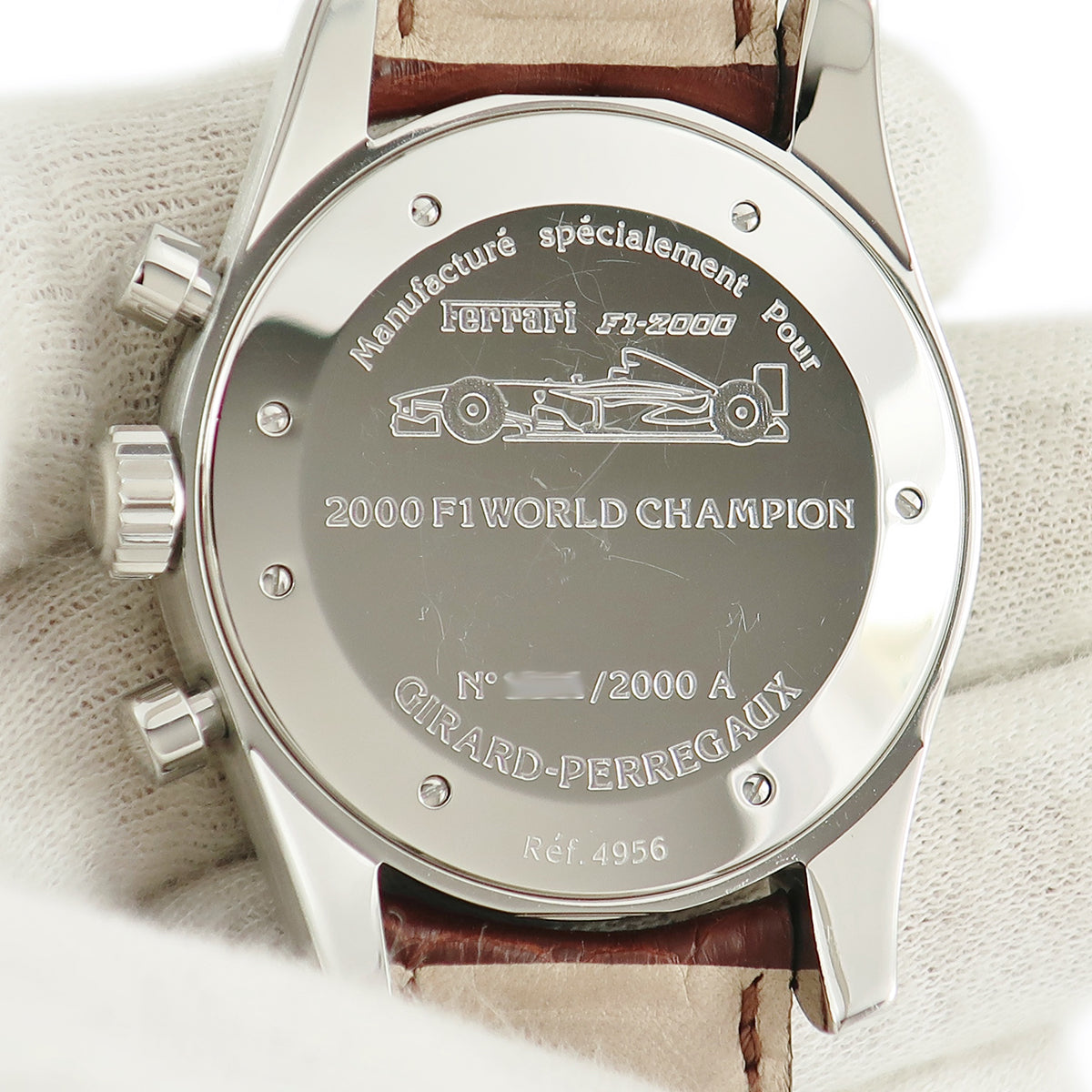 ジラールペルゴ GIRARD PERREGAUX フェラーリ F1-2000 クロノグラフ 4956 自動巻き メンズ OH済 グレー ブラウン バー アラビア