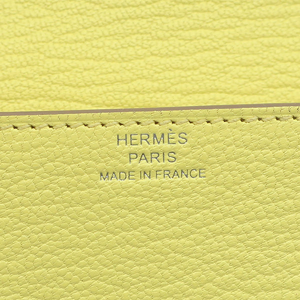 エルメス HERMES ロウリス ルリ スリム リモンチェッロ シェーブル 二つ折り財布 シルバー金具 新品 未使用 黄色 コンパクトウォレット ベルトバッグ