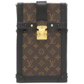 ルイヴィトン LOUIS VUITTON ポシェット トランク ヴェルティカル M63913 モノグラム×黒 モノグラムキャンバス レザー ショルダーバッグ ゴールド金具 茶