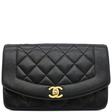シャネル CHANEL ダイアナ ブラック ラムスキン ショルダーバッグ ゴールド金具 黒 チェーンショルダー 肩掛け
