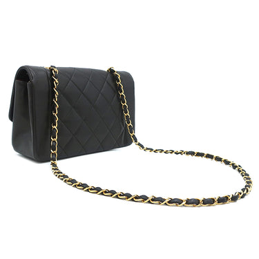 シャネル CHANEL ダイアナ ブラック ラムスキン ショルダーバッグ ゴールド金具 黒 チェーンショルダー 肩掛け