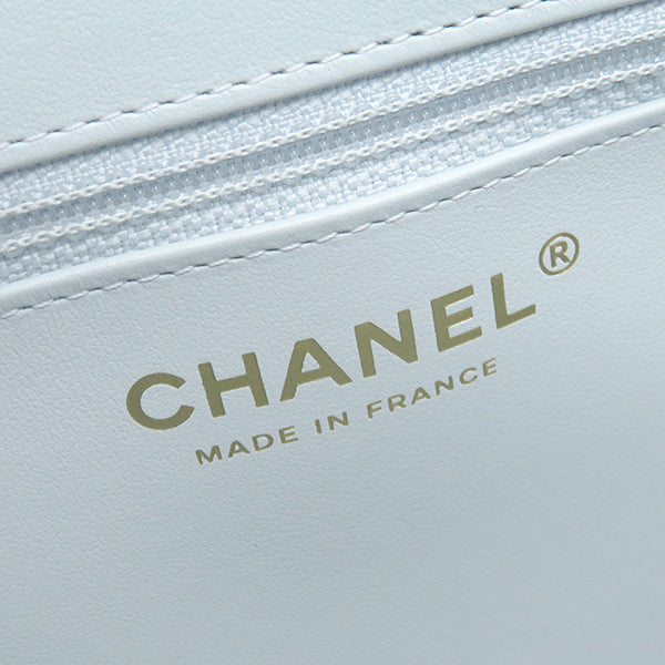 シャネル CHANEL マトラッセ ミニ ショッピングバッグ AS4416 ライトブルー カーフスキン 2WAYバッグ ゴールド金具 水色 ショルダー ハンドバッグ