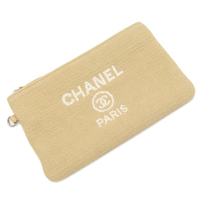 シャネル CHANEL ドーヴィル トートバッグ A67001 ベージュ キャンバス レザー ショルダーバッグ シルバー金具 チェーンショルダー