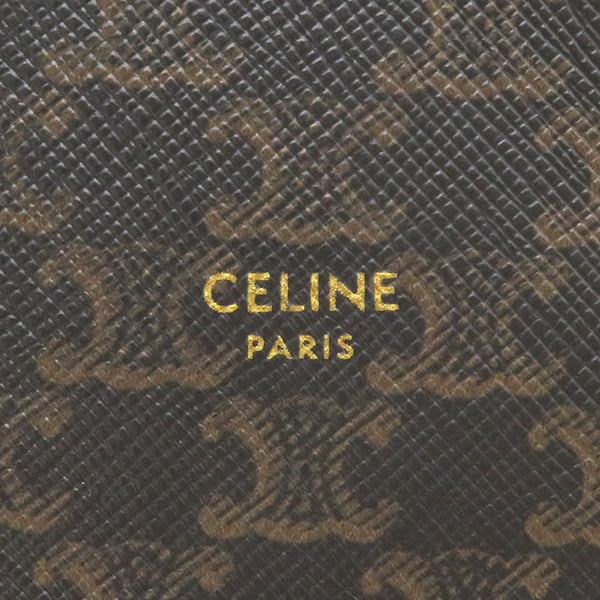 セリーヌ CELINE ストラップ付き コインパース ブラック×ブラウン トリオンフキャンバス コインケース ゴールド金具 黒 トリオンフ