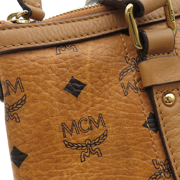 エムシーエム MCM ヴィセトス トート MWP1SVI11CO001 キャメル PVC レザー 2WAYバッグ ゴールド金具 茶 ハンドバッグ ショルダー