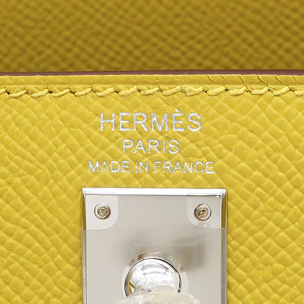 エルメス HERMES ケリー25 外縫い クミン ヴォーエプソン 2WAYバッグ シルバー金具 黄色 ショルダー