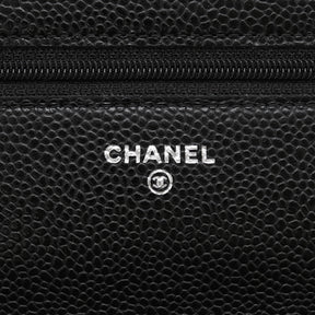 シャネル CHANEL マトラッセ チェーンショルダー A33814 ブラック キャビアスキン チェーンウォレット シルバー金具 21番代 黒