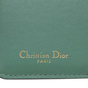 クリスチャン・ディオール Christian Dior サドル ロータスウォレット グリーン レザー 三つ折り財布 ゴールド金具 緑 ラウンドファスナー