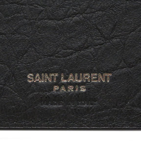 サンローラン SAINT LAURENT ビルクリップ ウォレット 485630 ブラック レザー メタル 二つ折り財布 ガンメタル金具 黒 型押し カード入れ マネークリップ