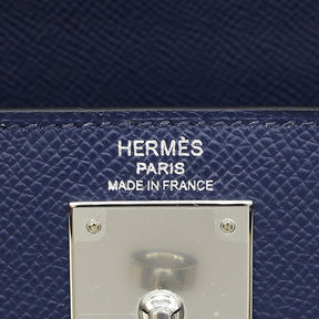 エルメス HERMES ケリー28 外縫い ブルーネイビー ヴォーエプソン 2WAYバッグ シルバー金具 紺 ショルダー