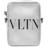 ヴァレンティノ VALENTINO VLTN ロゴ シルバー レザー ショルダーバッグ シルバー金具 ミニバッグ 斜め掛け